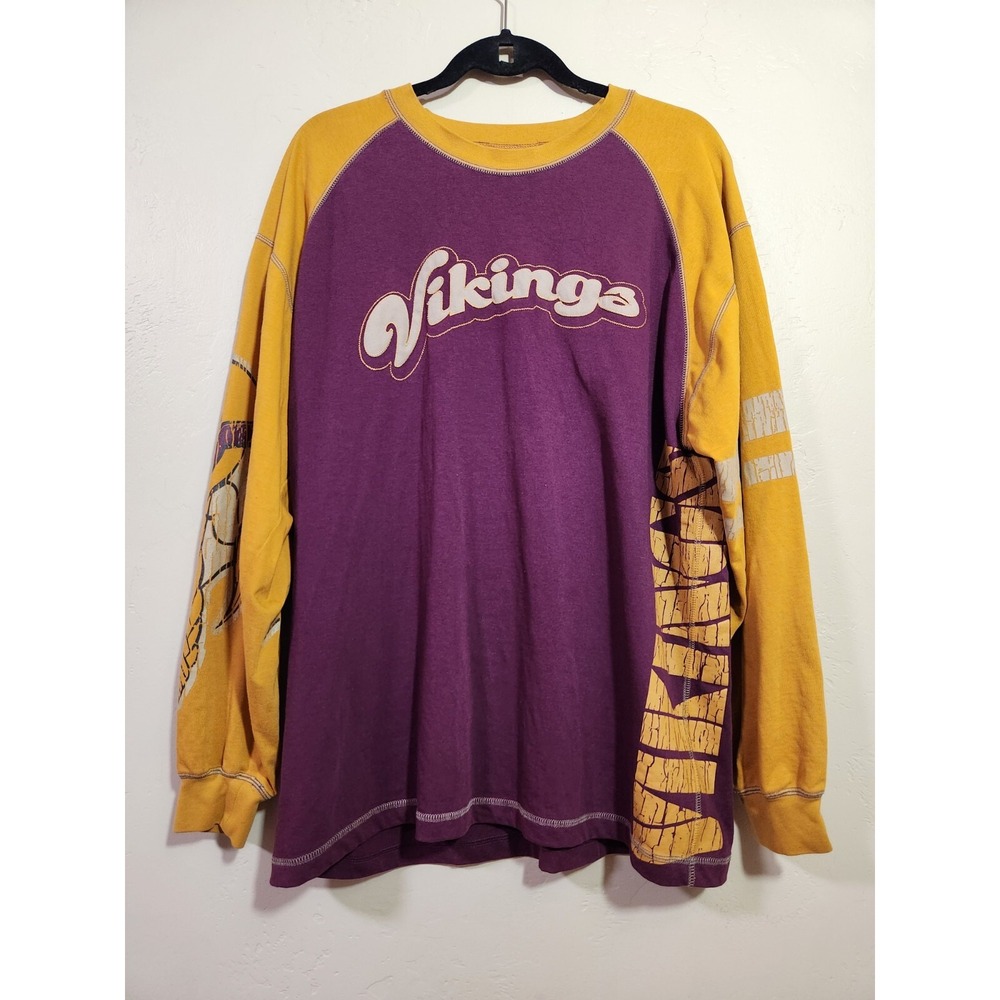 No Huddle NFL Vikings Long Sleeve Shirt Mens Size XL Colorblock
